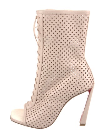 Christian Louboutin Leather Lasercut Accents Lace-Up Boots