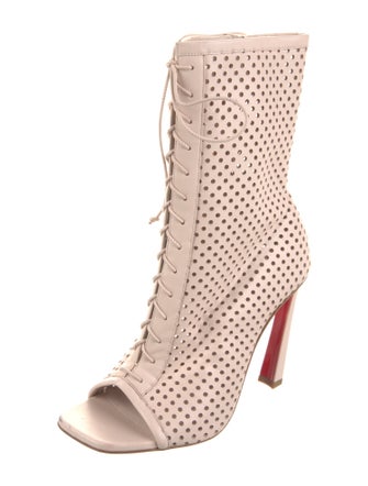 Christian Louboutin Leather Lasercut Accents Lace-Up Boots