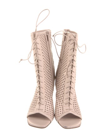 Christian Louboutin Leather Lasercut Accents Lace-Up Boots
