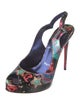 Christian Louboutin Patent Leather Printed Slingback Sandals