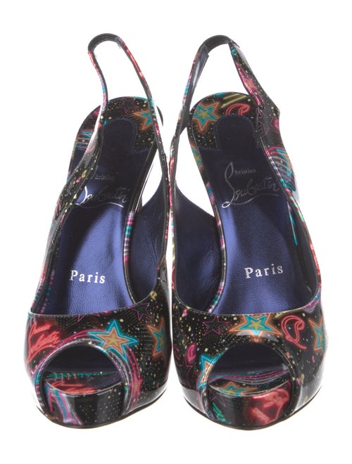Christian Louboutin Patent Leather Printed Slingback Sandals