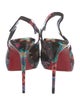 Christian Louboutin Patent Leather Printed Slingback Sandals