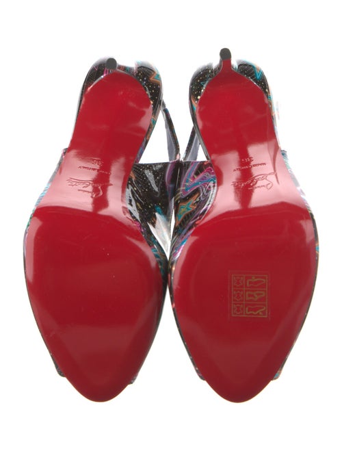 Christian Louboutin Patent Leather Printed Slingback Sandals