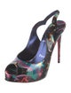 Christian Louboutin Patent Leather Printed Slingback Sandals