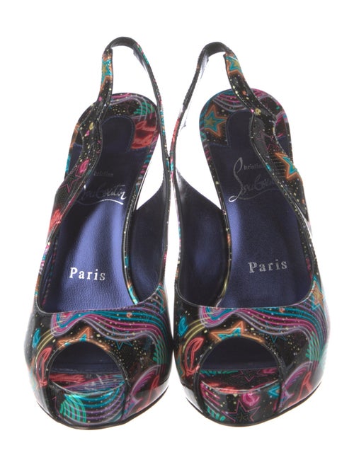 Christian Louboutin Patent Leather Printed Slingback Sandals