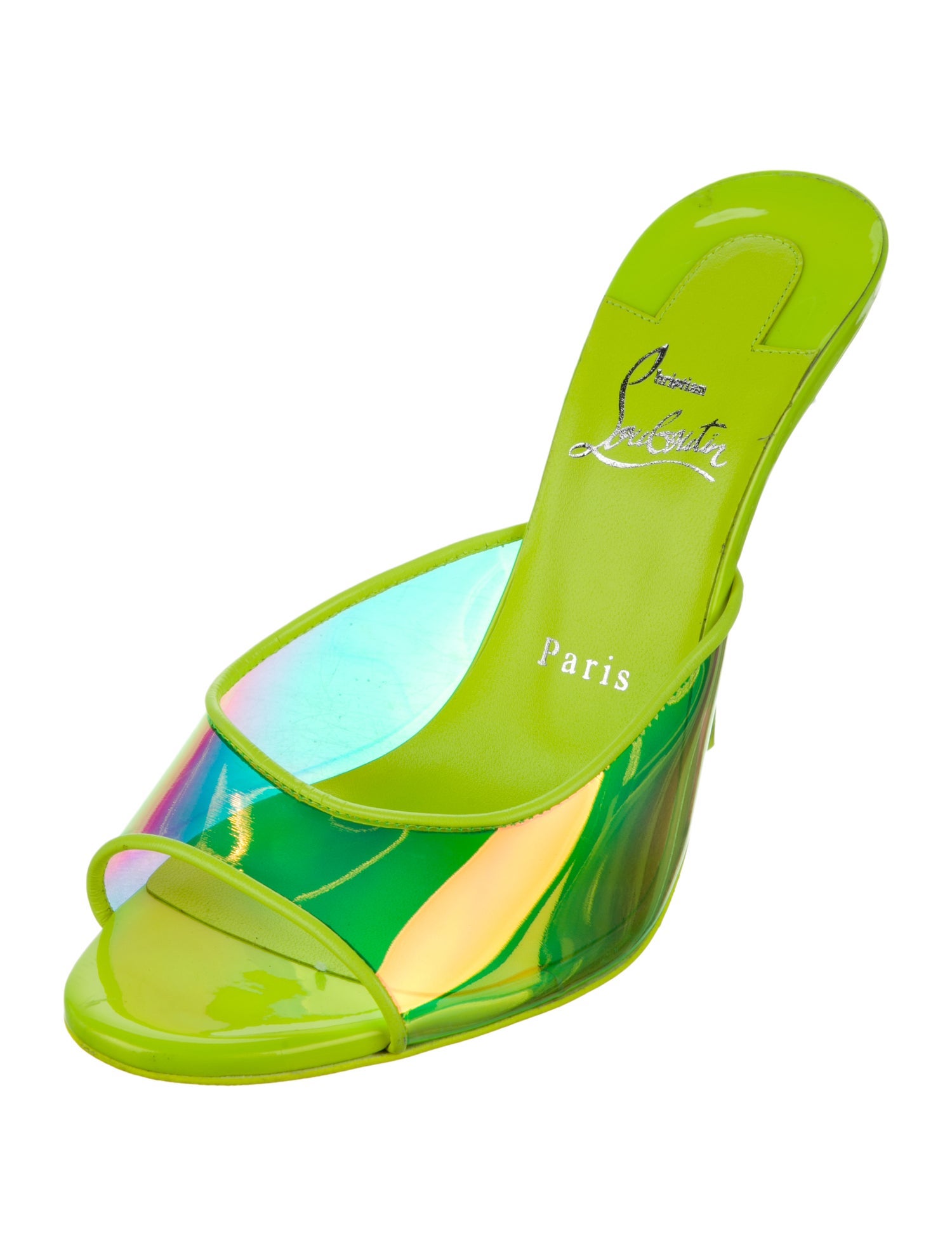 Christian Louboutin PVC Leather Trim Embellishment Slides