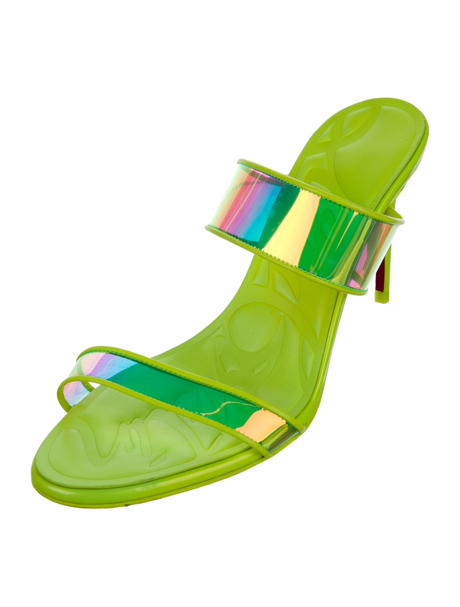 Christian Louboutin PVC Leather Trim Embellishment Slides