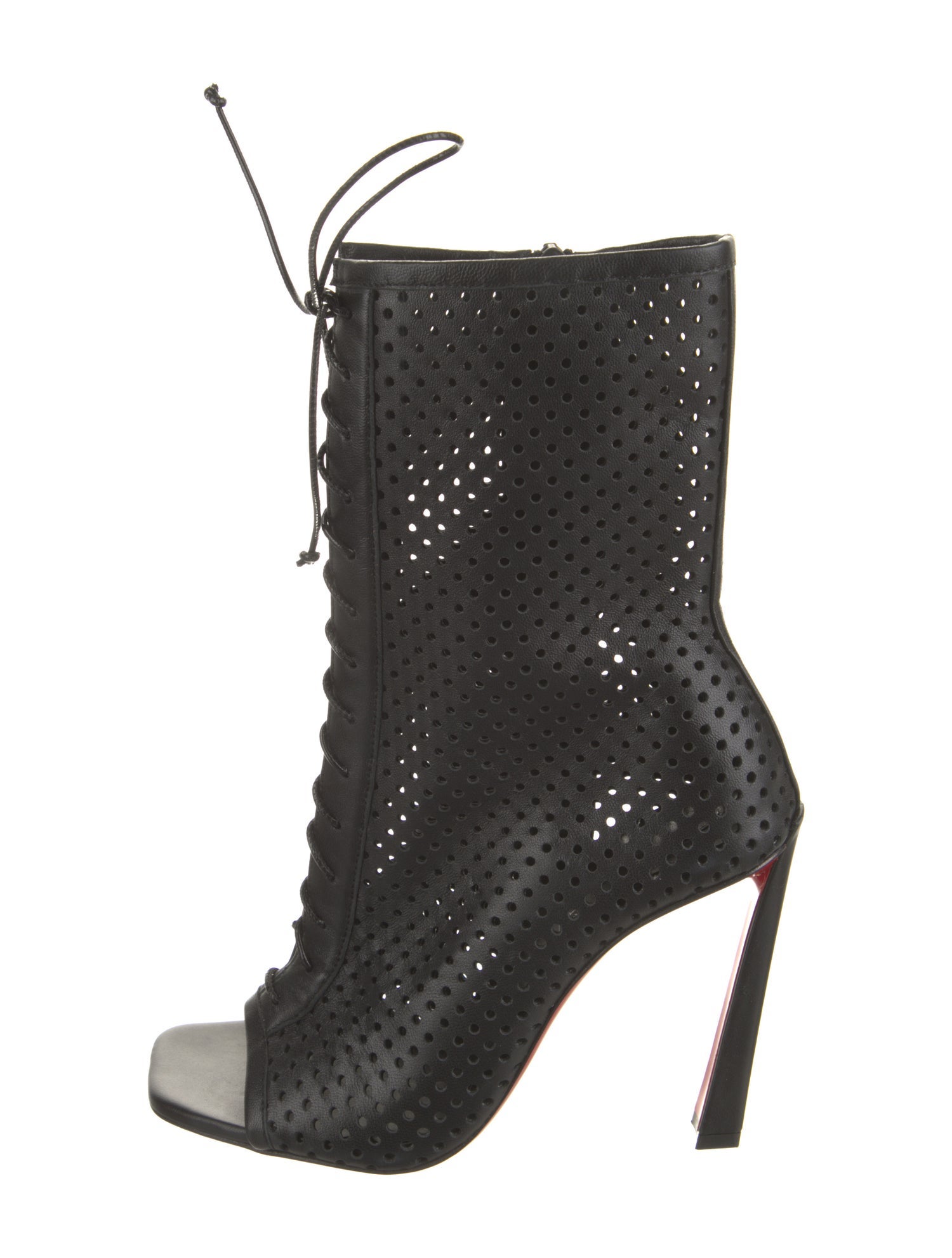 Christian Louboutin Leather Lasercut Accents Lace-Up Boots