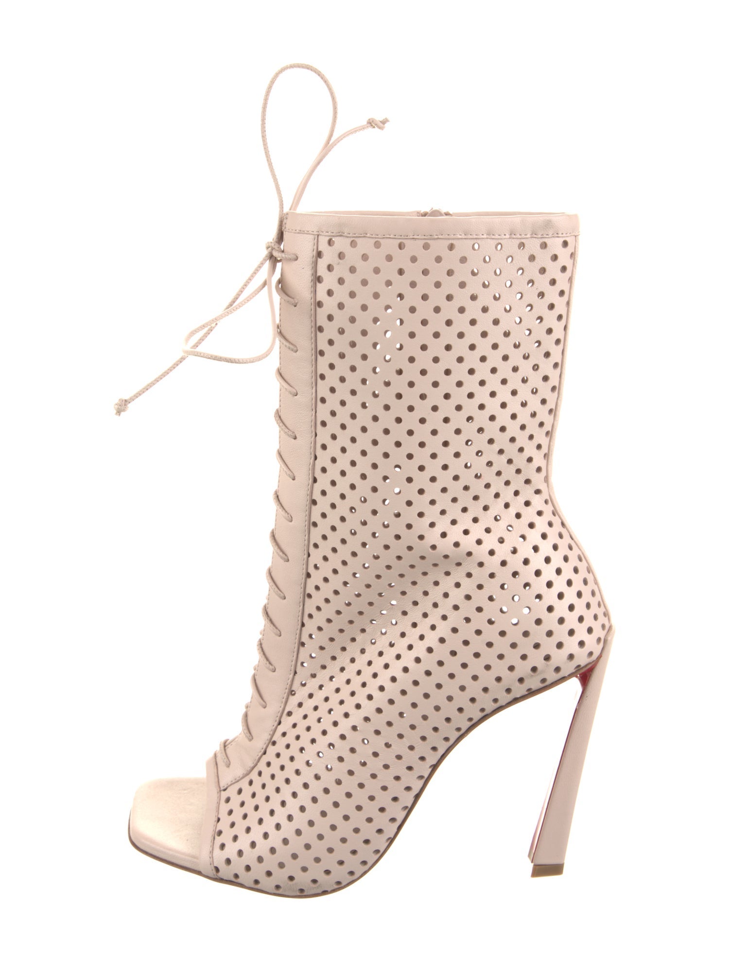 Christian Louboutin Leather Lasercut Accents Lace-Up Boots