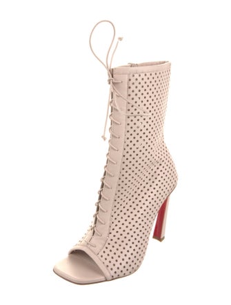 Christian Louboutin Leather Lasercut Accents Lace-Up Boots
