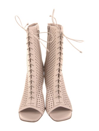 Christian Louboutin Leather Lasercut Accents Lace-Up Boots