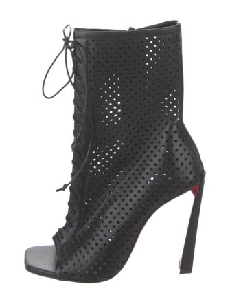 Christian Louboutin Leather Lasercut Accents Lace-Up Boots