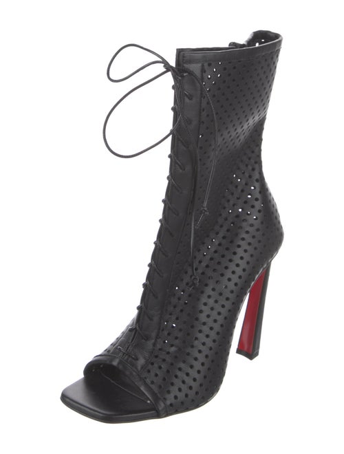Christian Louboutin Leather Lasercut Accents Lace-Up Boots