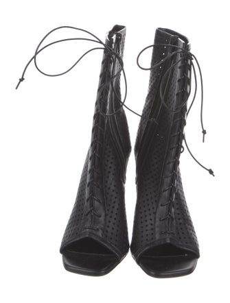 Christian Louboutin Leather Lasercut Accents Lace-Up Boots