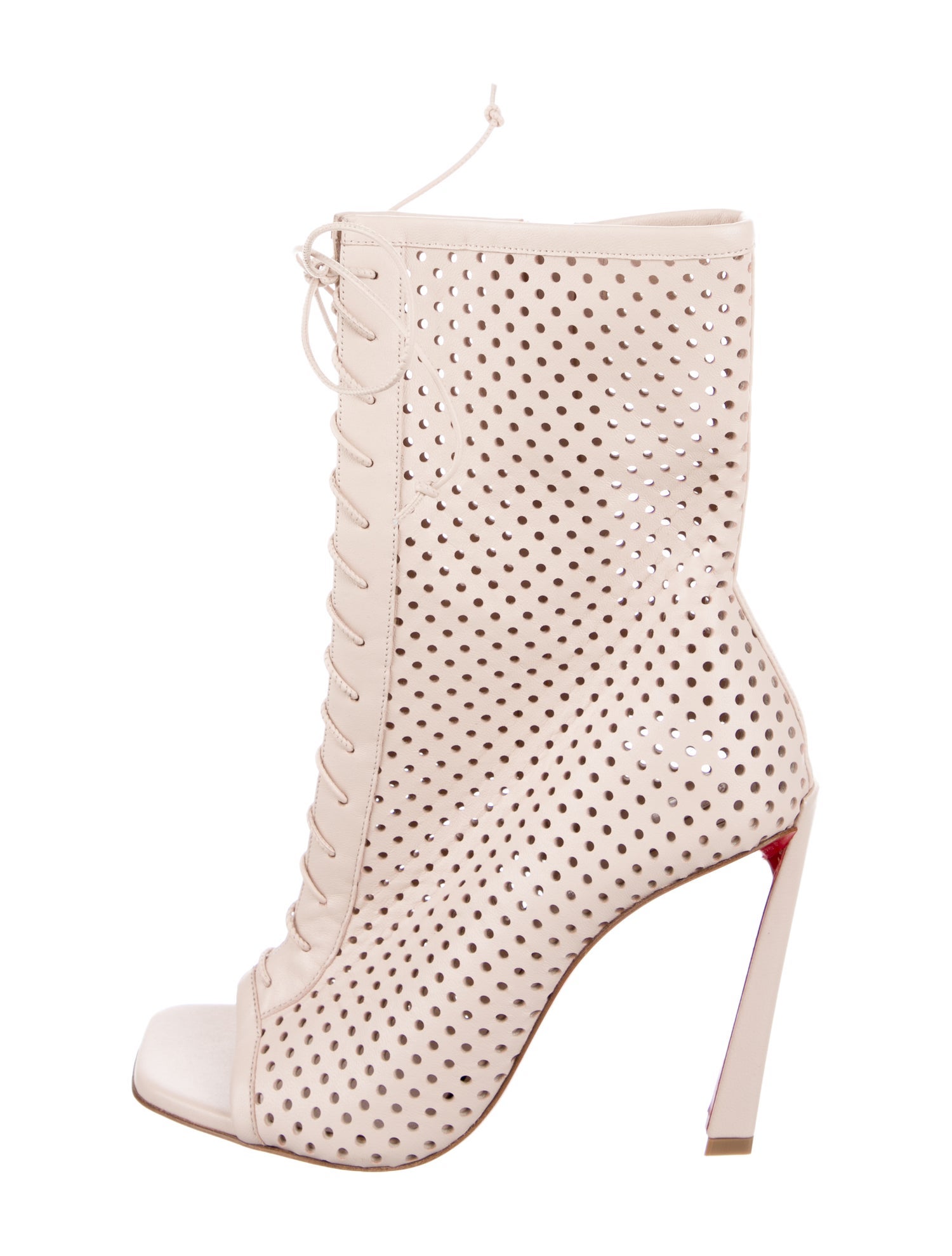 Christian Louboutin Leather Lasercut Accents Lace-Up Boots