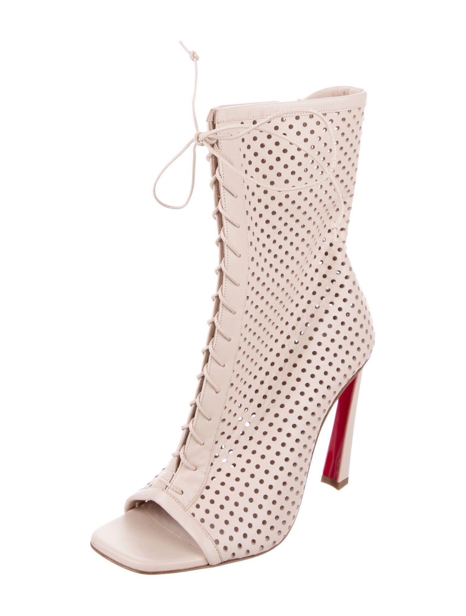 Christian Louboutin Leather Lasercut Accents Lace-Up Boots
