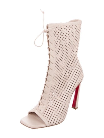 Christian Louboutin Leather Lasercut Accents Lace-Up Boots