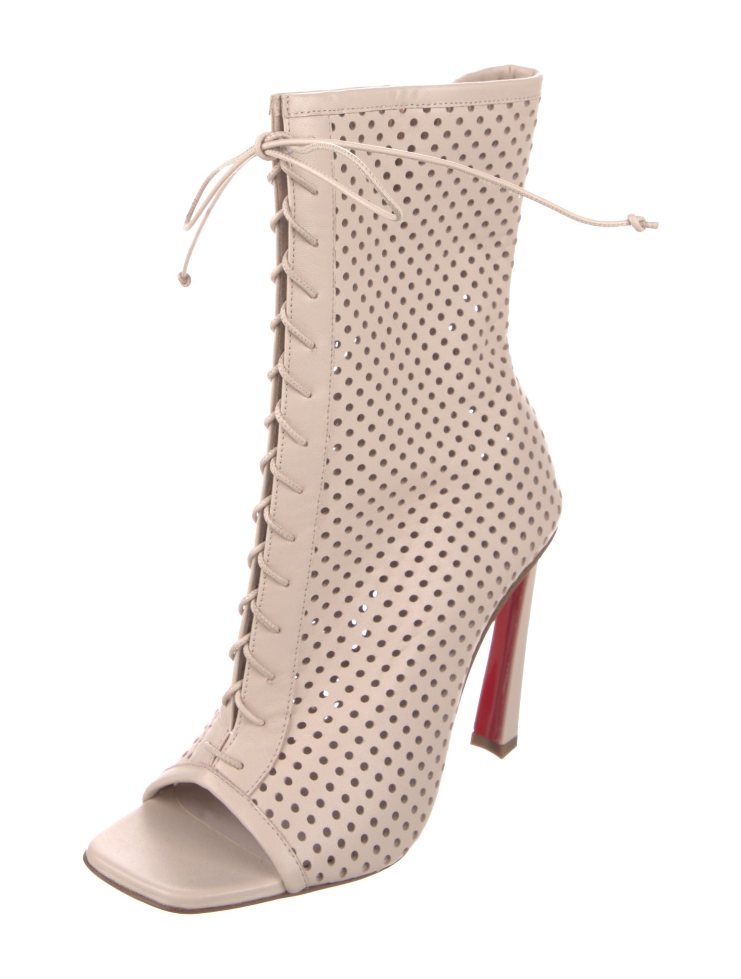 Christian Louboutin Leather Lasercut Accents Lace-Up Boots