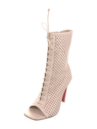 Christian Louboutin Leather Lasercut Accents Lace-Up Boots