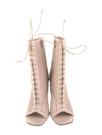Christian Louboutin Leather Lasercut Accents Lace-Up Boots