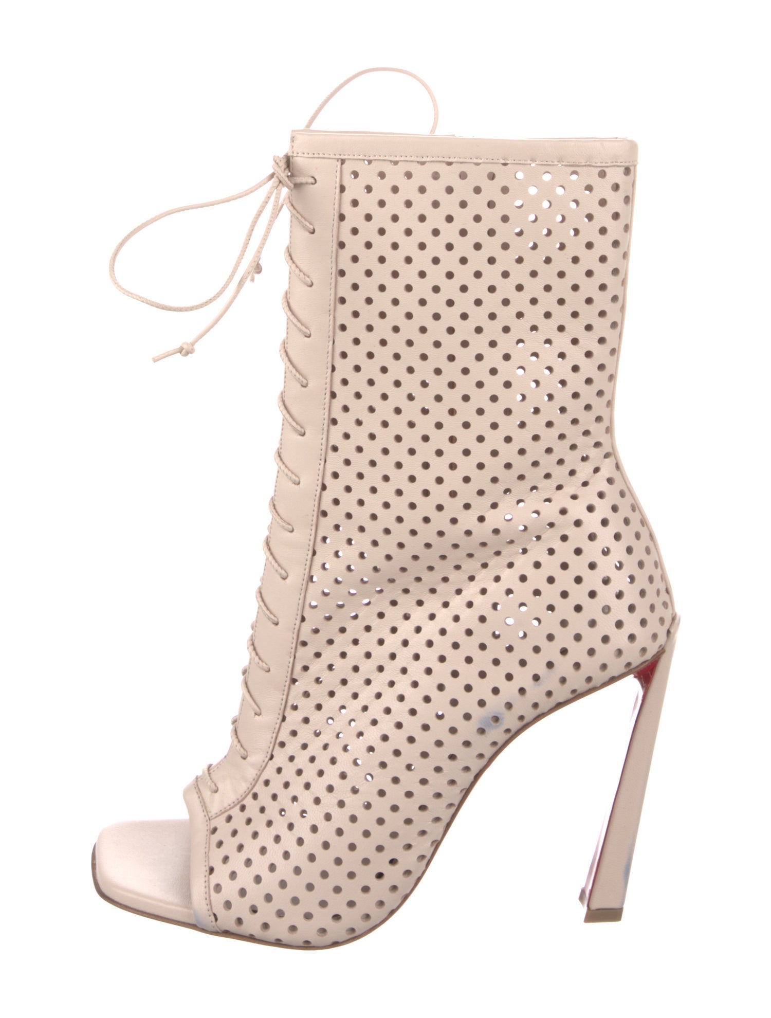 Christian Louboutin Leather Lasercut Accents Lace-Up Boots