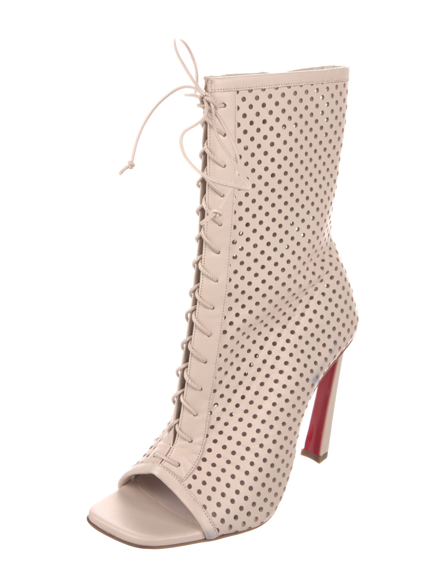 Christian Louboutin Leather Lasercut Accents Lace-Up Boots