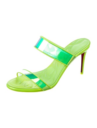 Christian Louboutin PVC Leather Trim Embellishment Slides