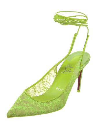 Christian Louboutin Lace Lace Pattern Slingback Pumps