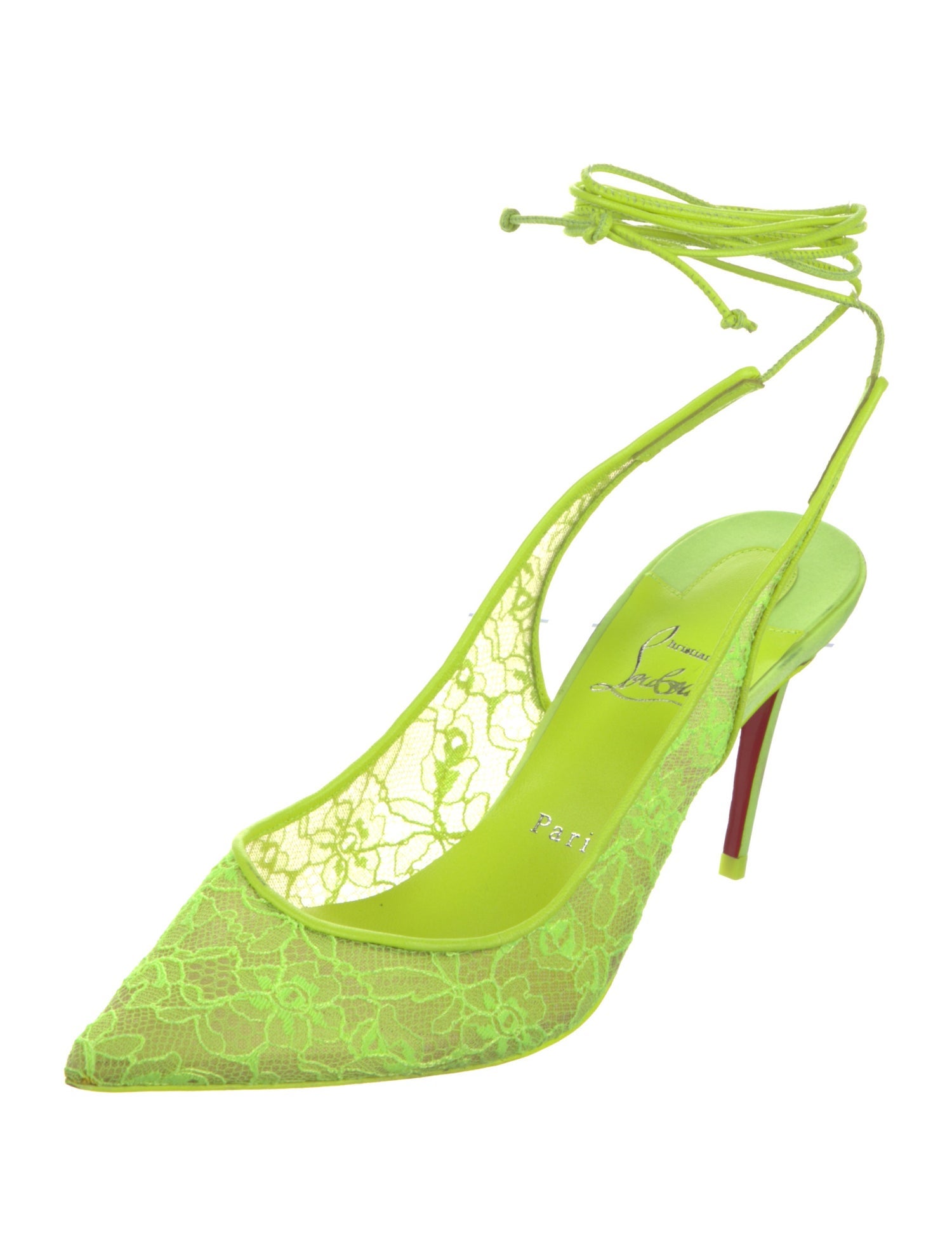 Christian Louboutin Lace Lace Pattern Slingback Pumps