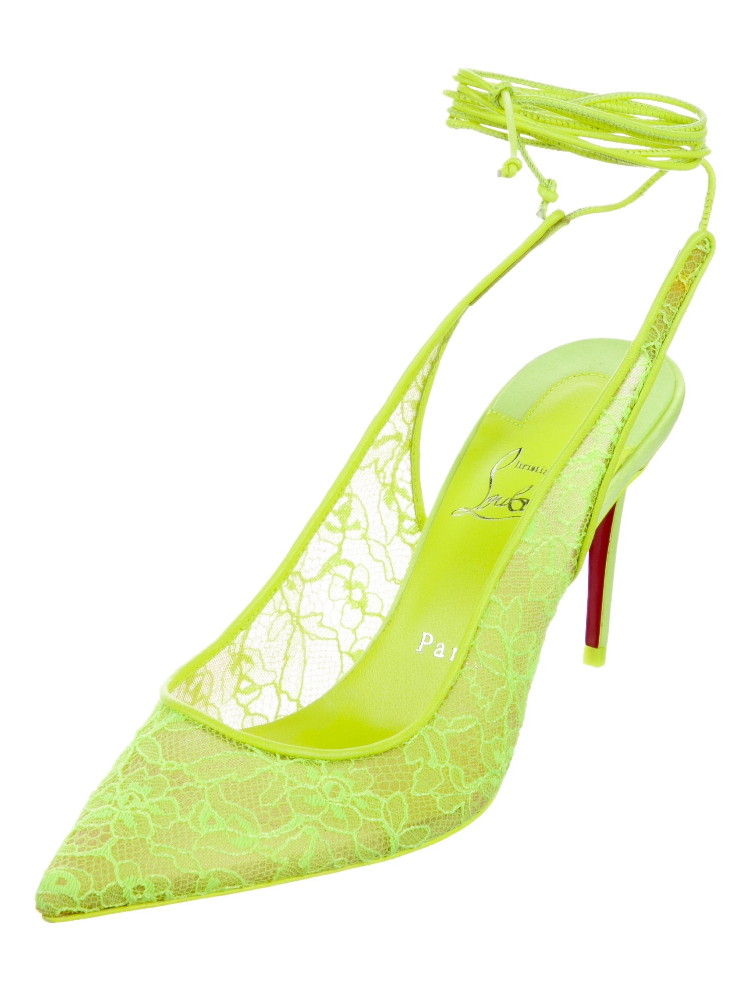 Christian Louboutin Lace Lace Pattern Slingback Pumps