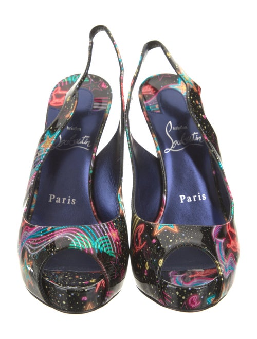 Christian Louboutin Patent Leather Printed Slingback Sandals