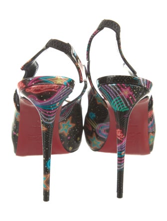 Christian Louboutin Patent Leather Printed Slingback Sandals
