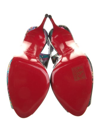 Christian Louboutin Patent Leather Printed Slingback Sandals