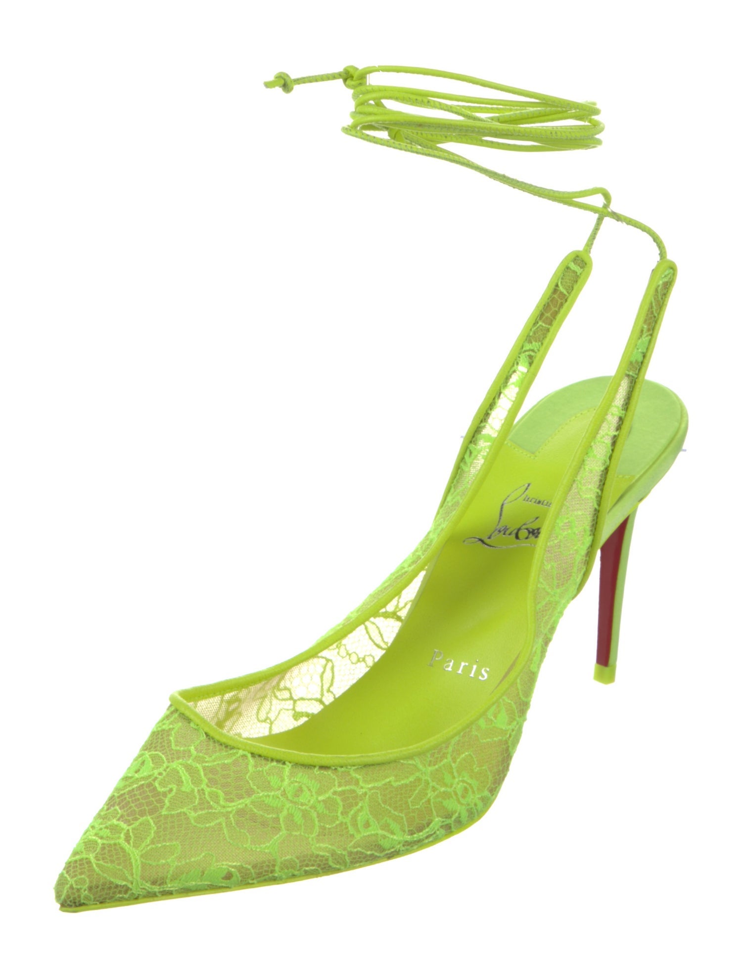 Christian Louboutin Lace Lace Pattern Slingback Pumps