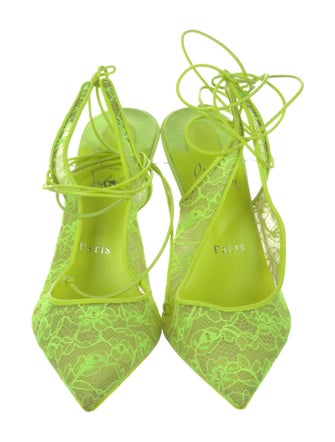Christian Louboutin Lace Lace Pattern Slingback Pumps