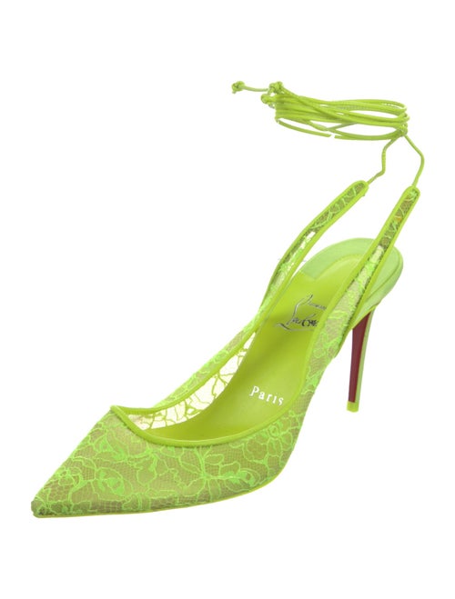 Christian Louboutin Leather Lace Pattern Slingback Pumps
