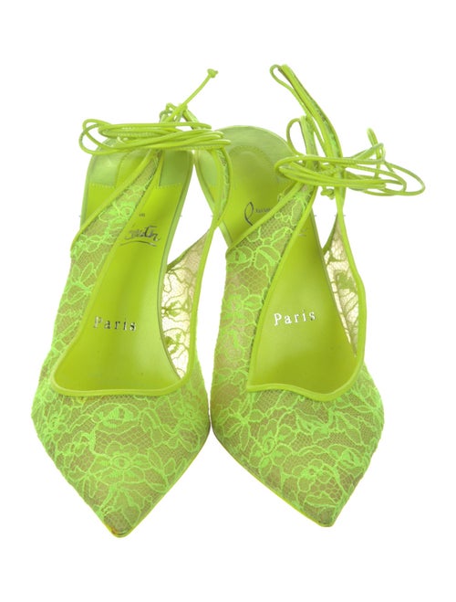 Christian Louboutin Leather Lace Pattern Slingback Pumps