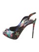 Christian Louboutin Patent Leather Printed Slingback Sandals