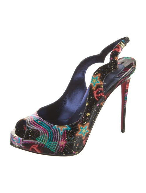 Christian Louboutin Patent Leather Printed Slingback Sandals