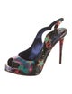 Christian Louboutin Patent Leather Printed Slingback Sandals