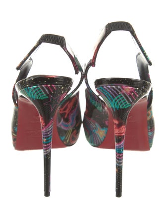 Christian Louboutin Patent Leather Printed Slingback Sandals