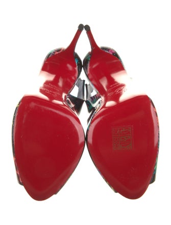 Christian Louboutin Patent Leather Printed Slingback Sandals