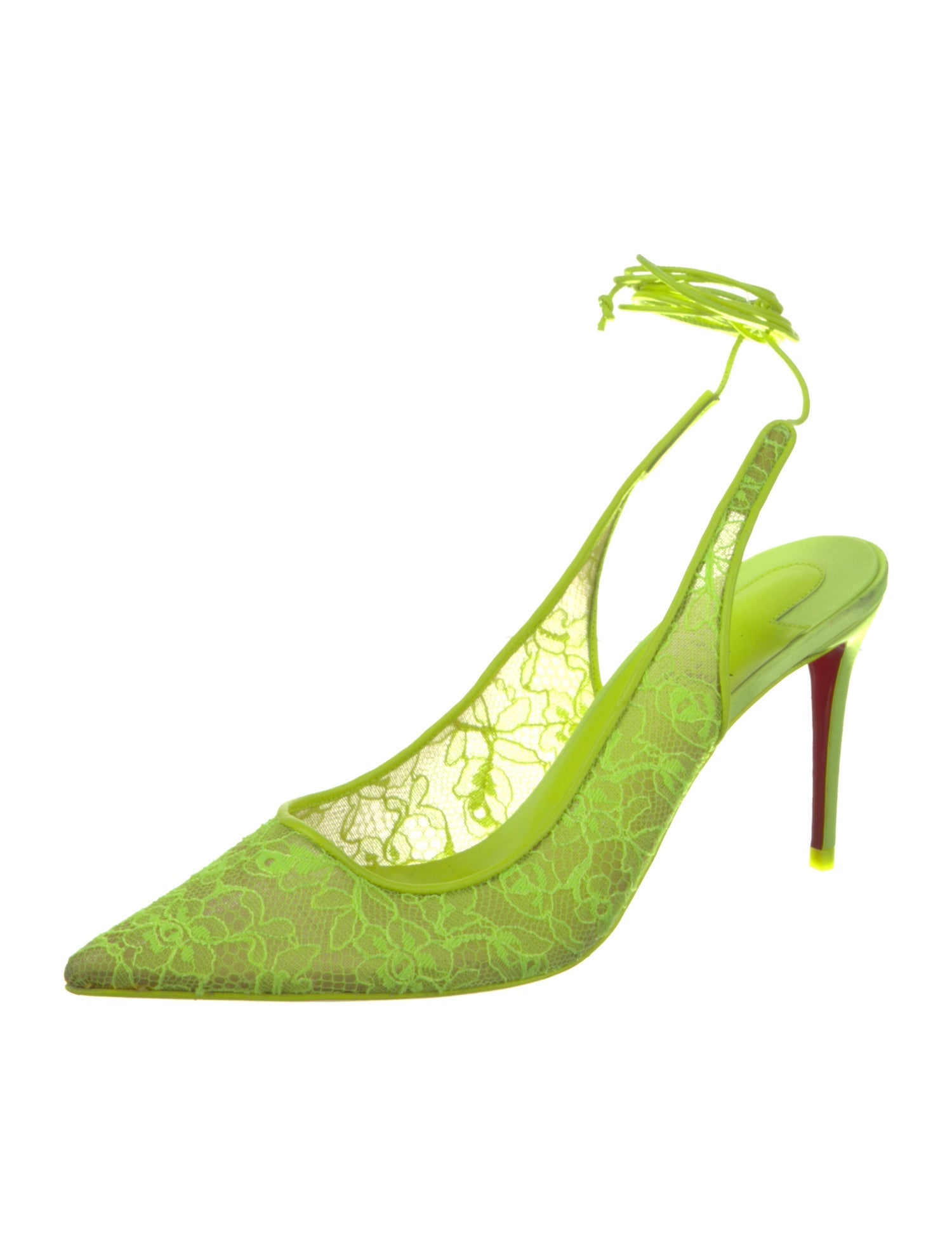 Christian Louboutin Lace Lace Pattern Slingback Pumps