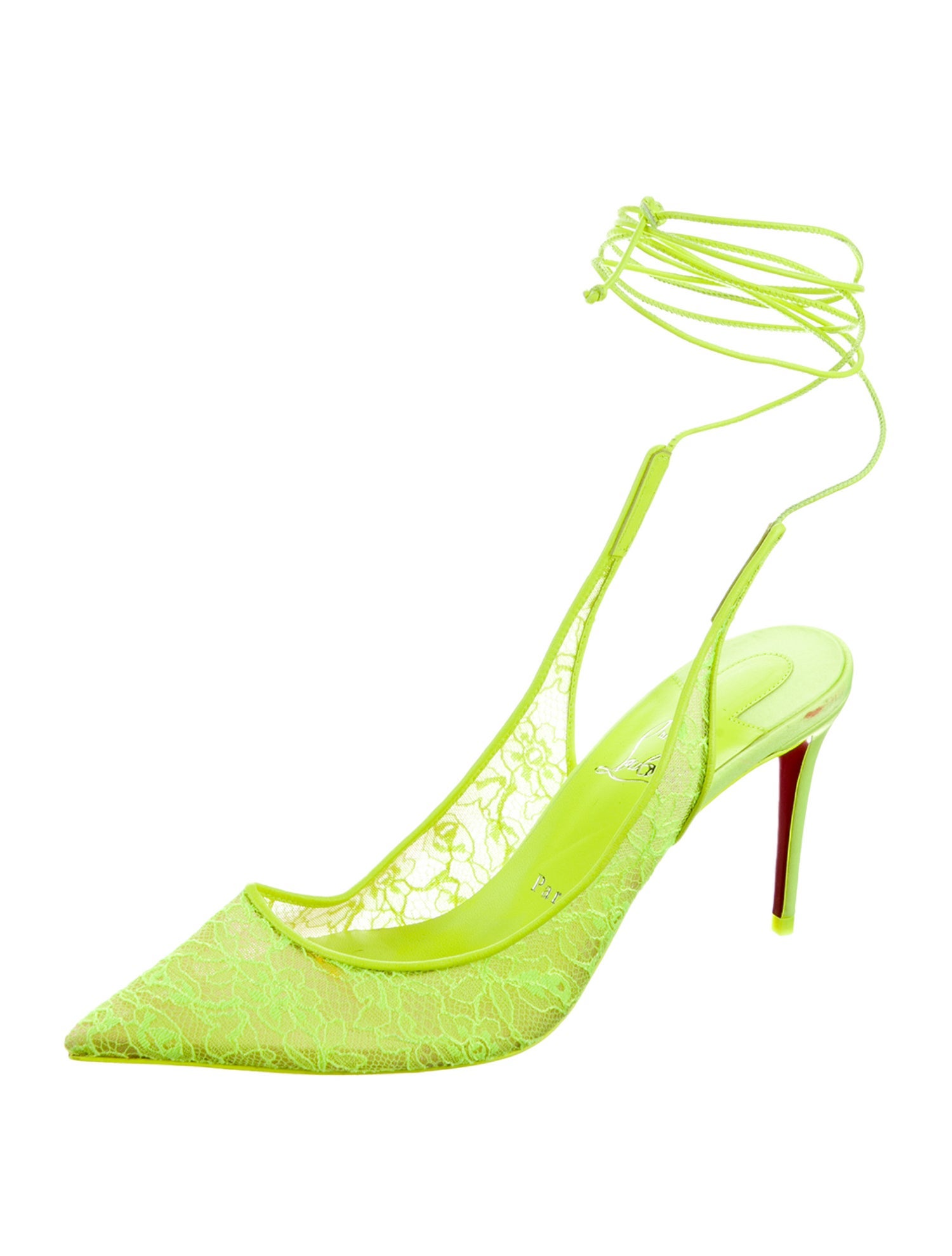 Christian Louboutin Lace Lace Pattern Slingback Pumps