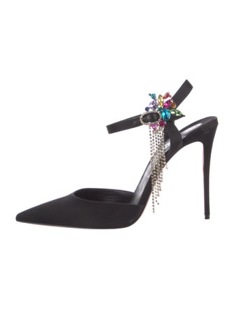 Christian Louboutin Satin Chain-Link Accents D'Orsay Pumps