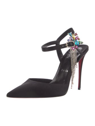 Christian Louboutin Satin Chain-Link Accents D'Orsay Pumps