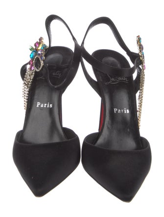 Christian Louboutin Satin Chain-Link Accents D'Orsay Pumps