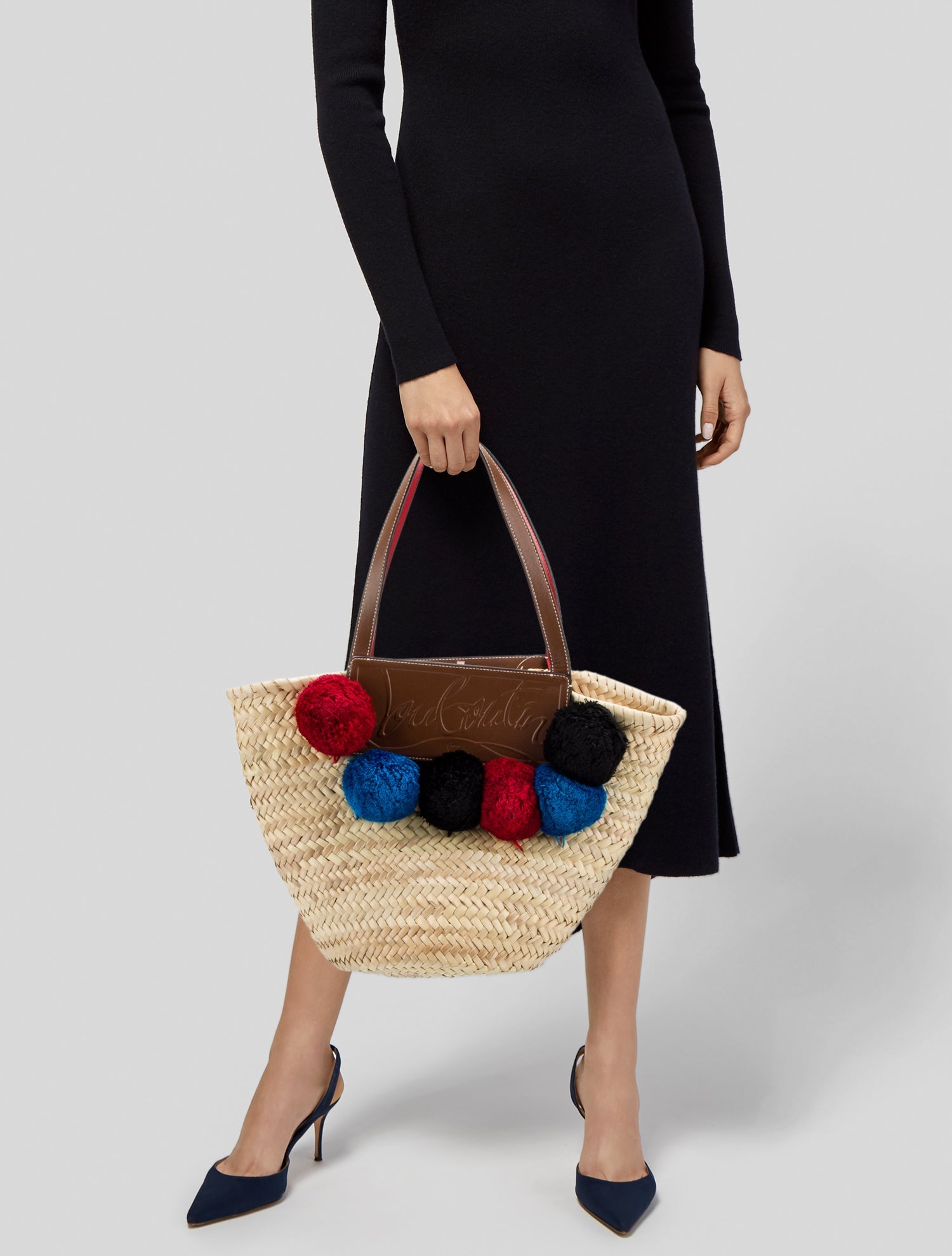 ★関税負担無し★ ※要在庫確認 CHRISTIAN LOUBOUTIN TOTE BAG Cabata large - Tote bag - Raffia and calf leather - Natural