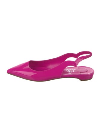 Christian Louboutin Patent Leather Scalloped Accent Slingback Flats
