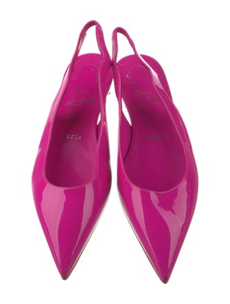 Christian Louboutin Patent Leather Scalloped Accent Slingback Flats